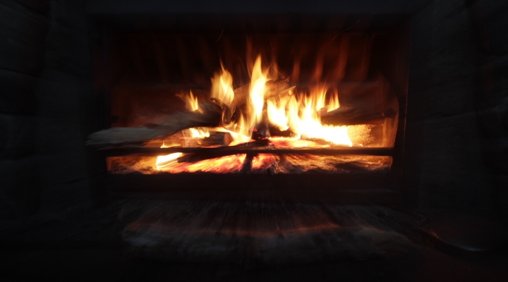 Warm fireplace inside Vallejo Gantner Hut, AAWT Vallejo Gantner Hut
