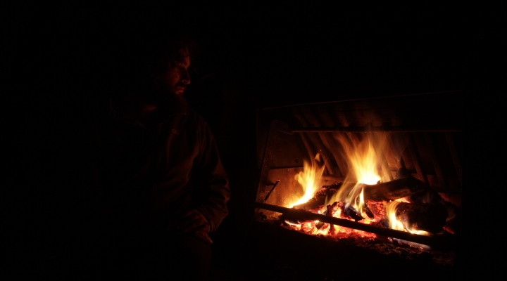 Sitting beside the fire, AAWT Vallejo Gantner Hut